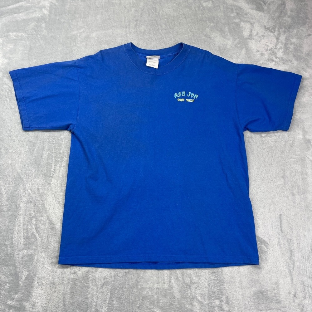 Ron Jon Surf Shop T Shirt Mens XL Blue Short Sleeve Crew Neck Long Beach Island